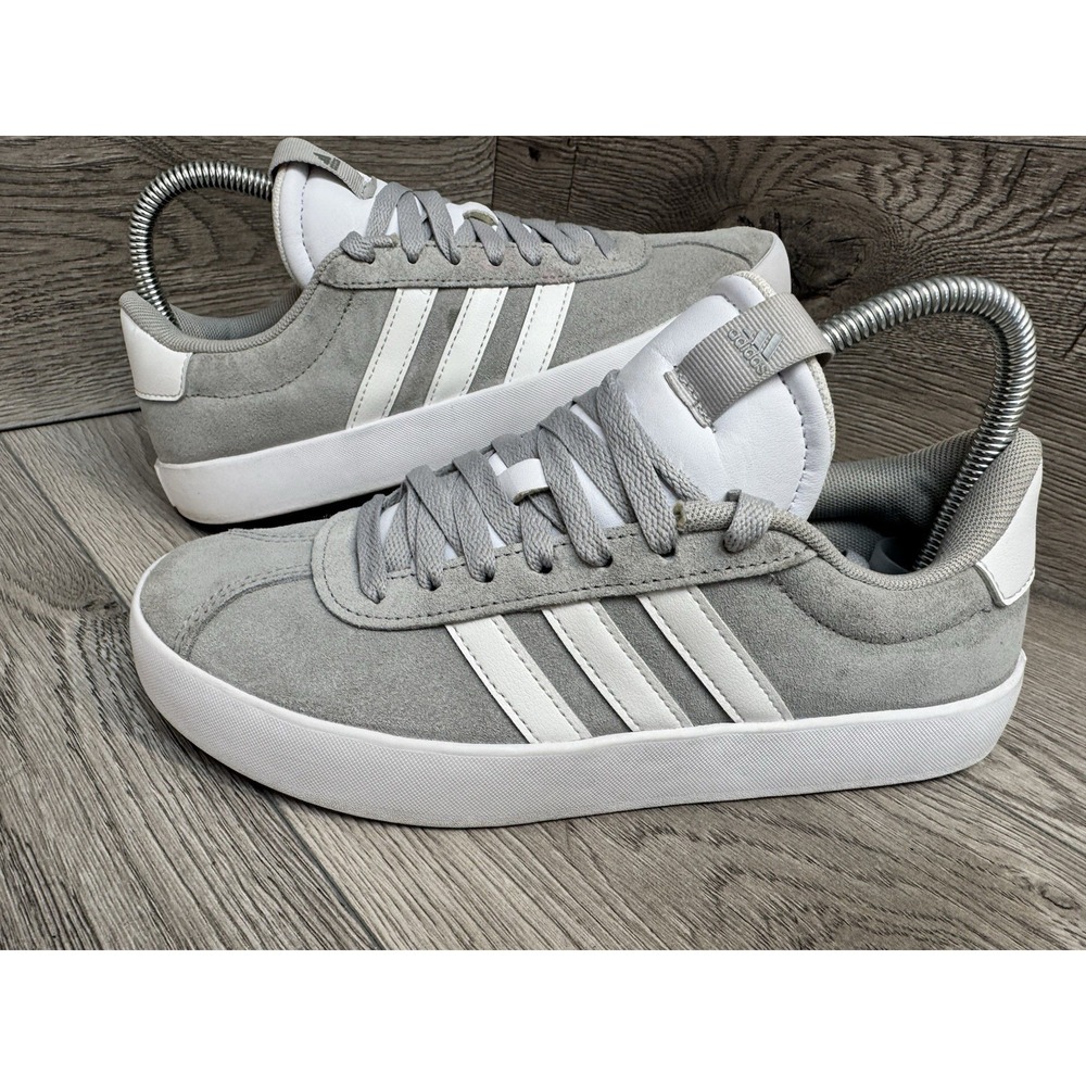 Adidas VL Court 2.0 Originals Tennis Suede Leather Casual Shoe Grey Womens 6.5
